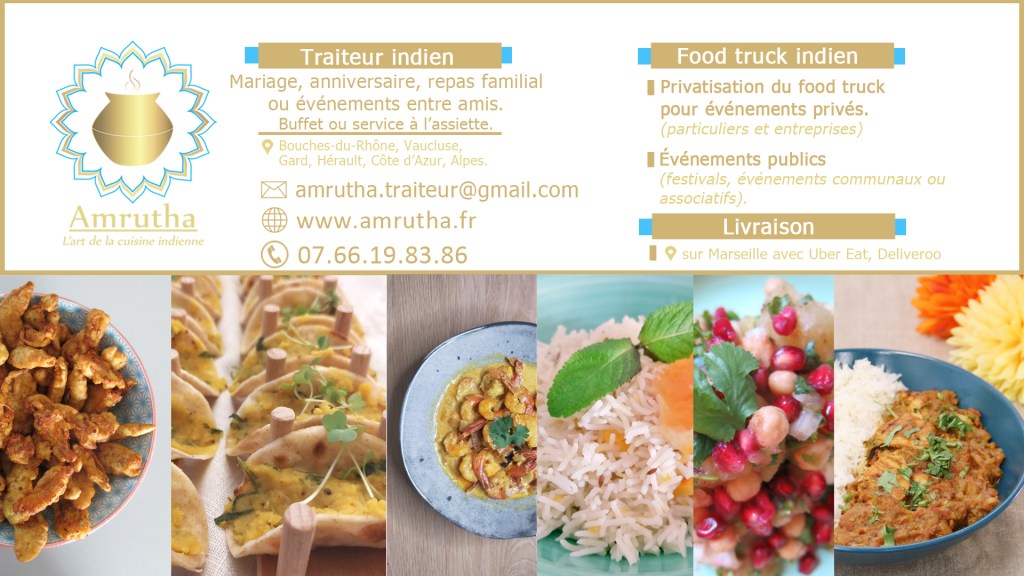 Bannière de la page Facebook de l'entreprise Amrutha.