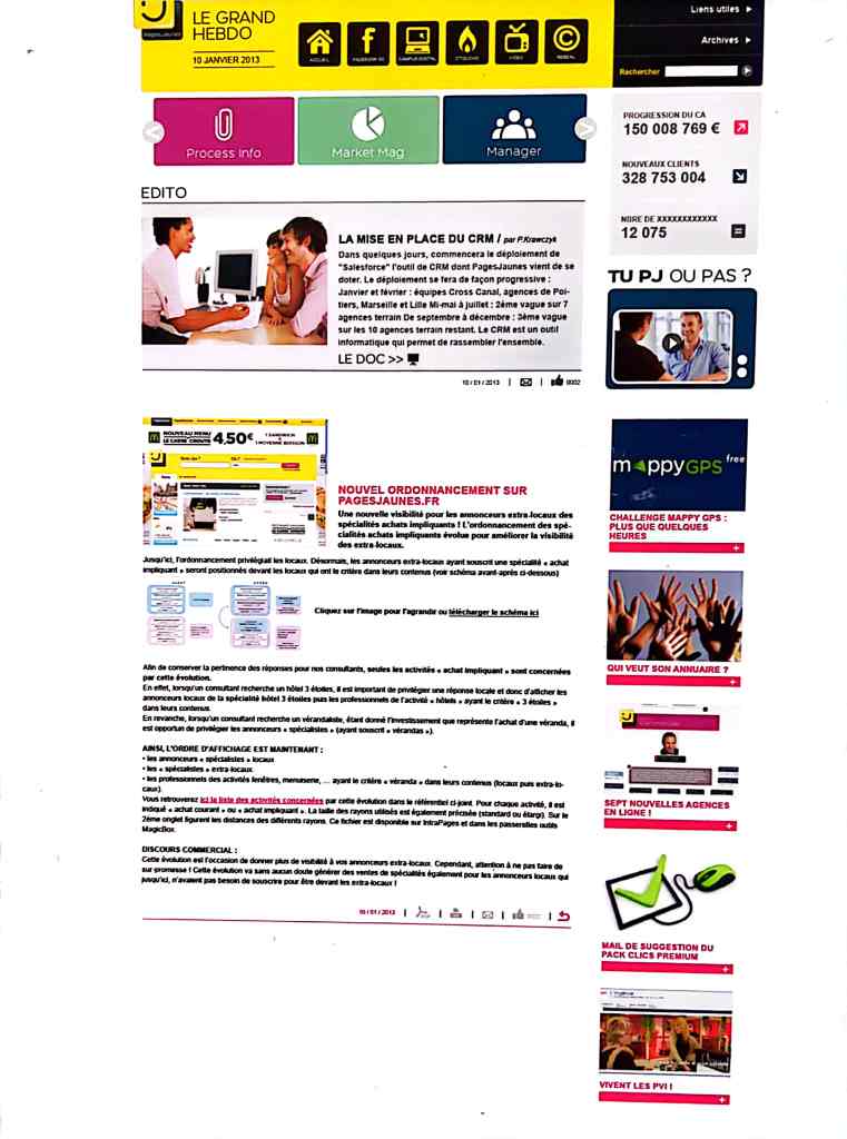 Publication d'articles et mises à jour du site interne de Pages Jaunes - Le Grand Hebdo.
Refonte proposée par l'agence Plume de Pub.
