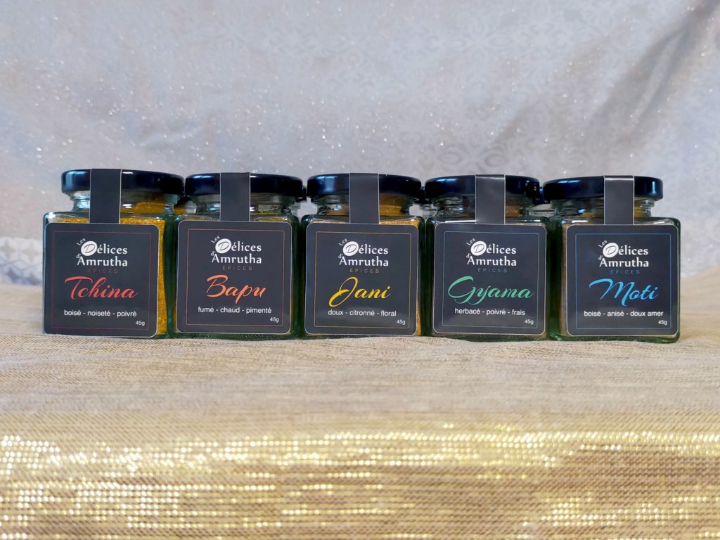 Création de la gamme d'épices. Création produit et marketing : nom, recherche sur le vocabulaire du goût et packaging.